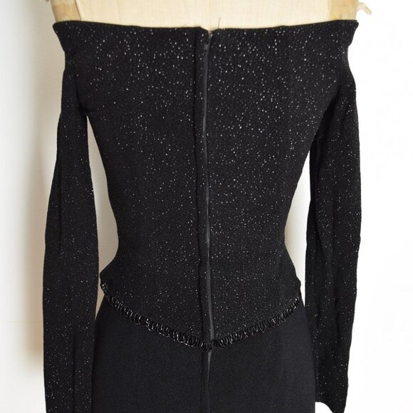 vintage 90s dress Scott McClintock black glitter sparkle whimsigoth prom maxi XS - Picture 7 of 8